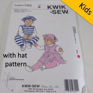 Kwik Sew 2355 Clothing Pattern UNCUT S-XL Baby Hat Bore', Jumper, Jumpsuit, etc